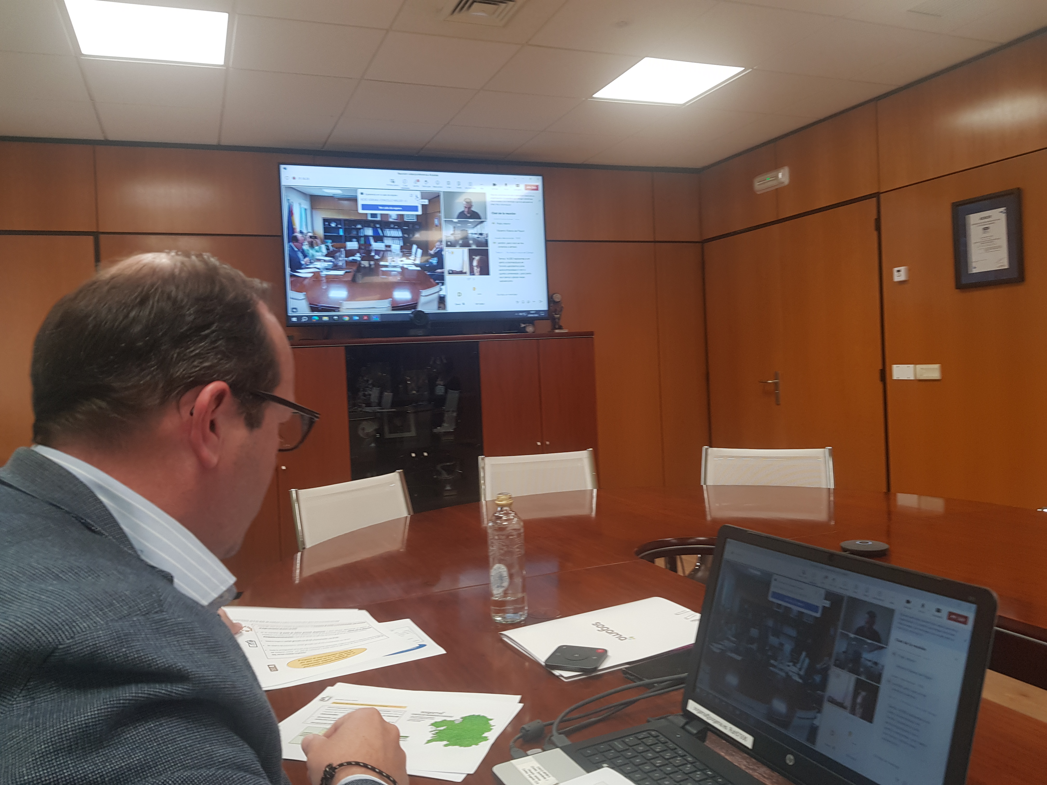 Presidente de Sogama durante la reunión telemática con los concellos
