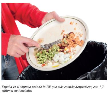 España é o sétimo país da UE que máis comida desperdicia, con 7,7 millóns de toneladas.